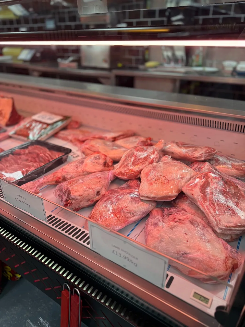 Fresh halal lamb at the Day View butcher counter
